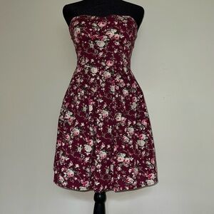 Strapless Red Floral Corset Dress